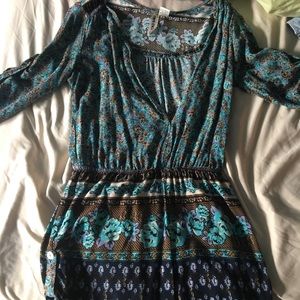 Blue Patterned Romper